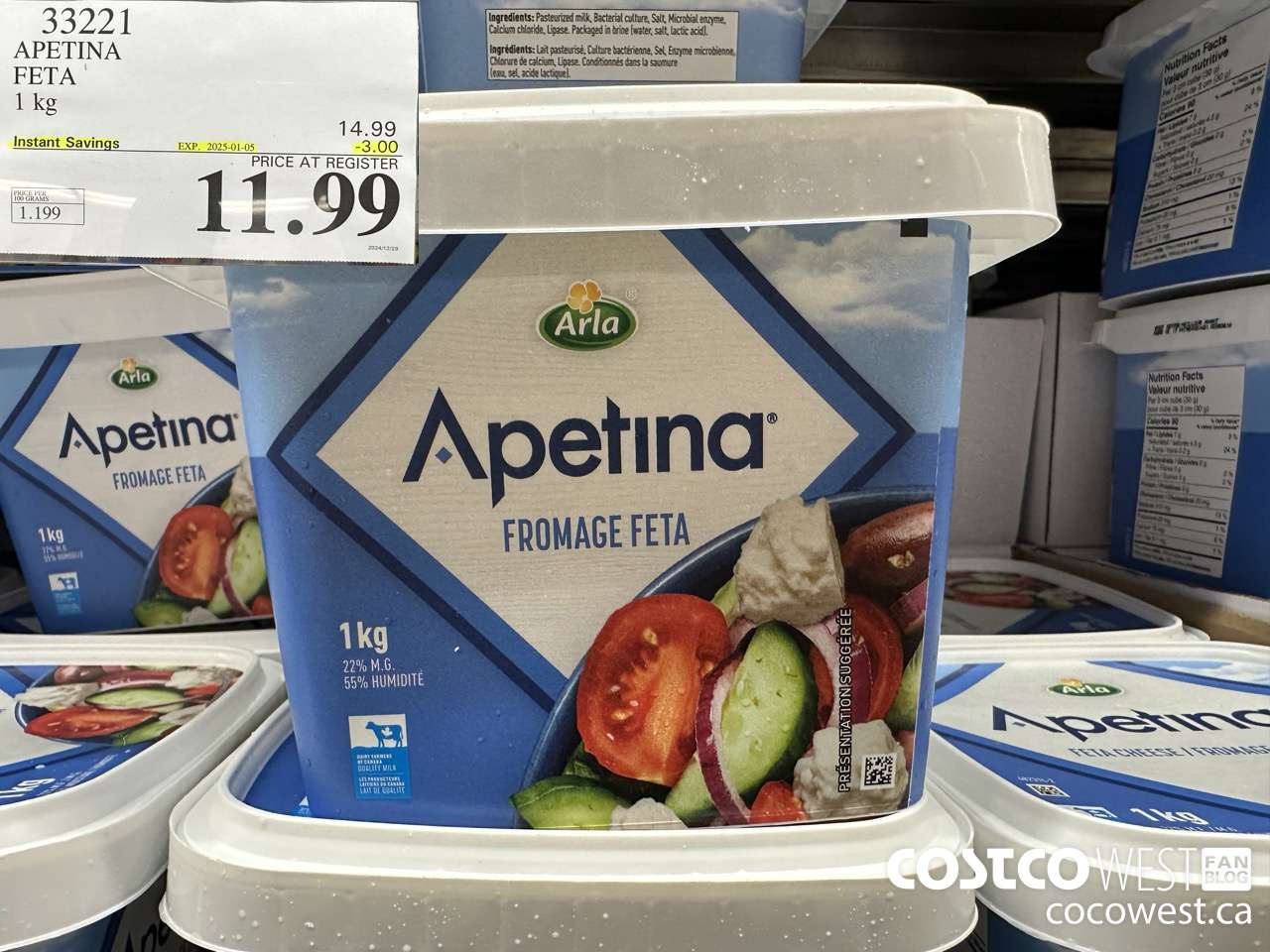 33221 APETINA FETA 1kg ($3.00 INSTANT SAVINGS EXPIRES ON 2025-01-05) $11.99
