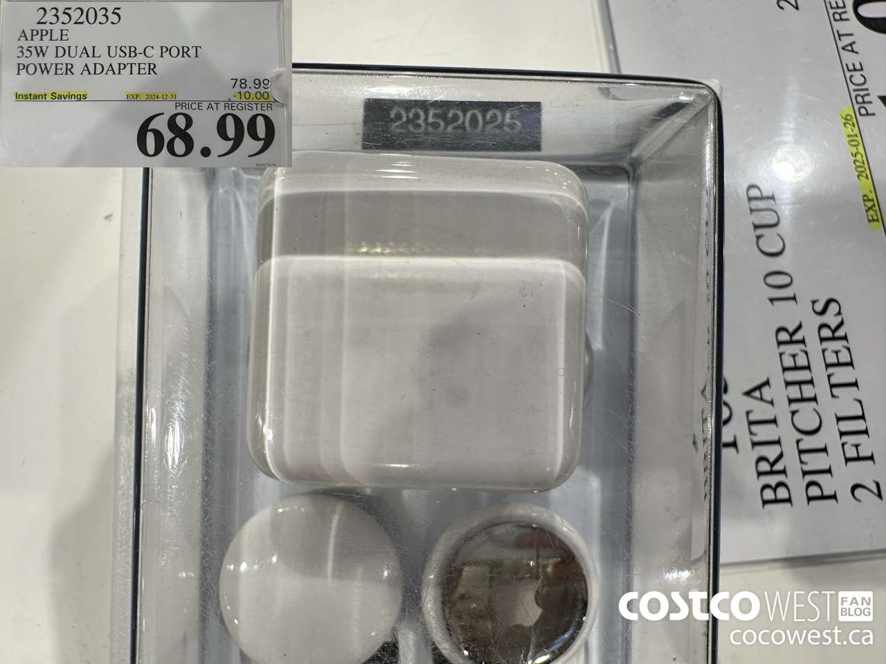 2352035 APPLE 35W DUAL USB-C PORT POWER ADAPTER ($10.00 INSTANT SAVINGS EXPIRES ON 2024-12-31) $68.99