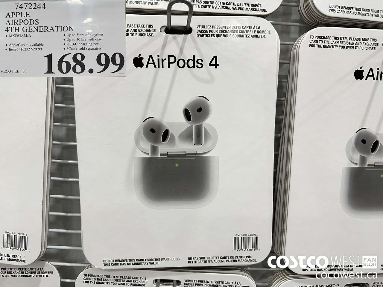 7472244 APPLE AIRPODS 4TH GENERATION $168.99