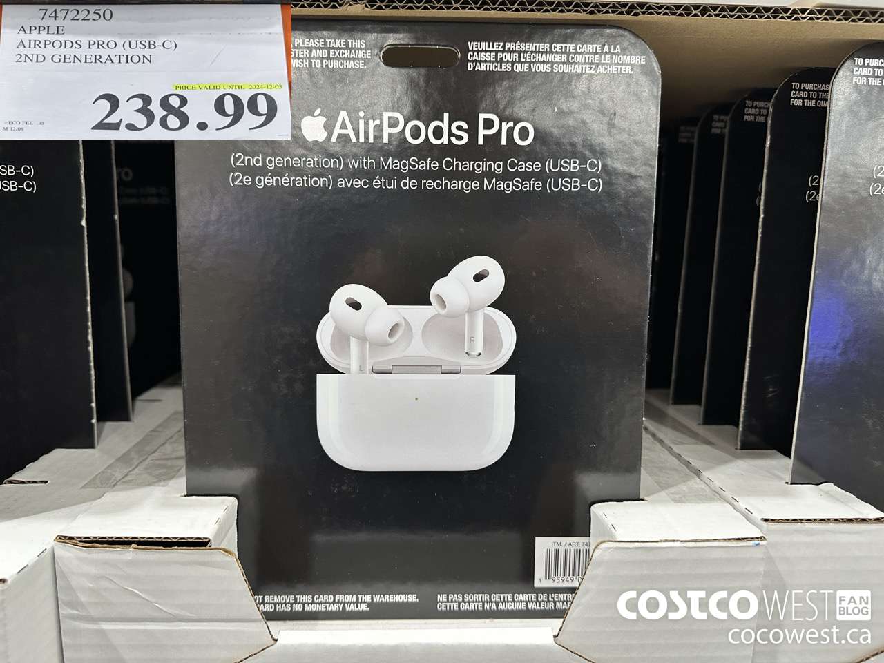 7472250 APPLE AIRPODS PRO 2ND GENERATION (USB-C) (EXPIRES ON 2024-12-03) $238.99