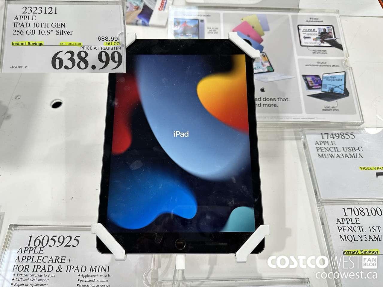 2323121 APPLE IPAD 10TH GEN 256GB SILVER MPQ83VC/A ($50.00 INSTANT SAVINGS EXPIRES ON 2024-12-04) $638.99