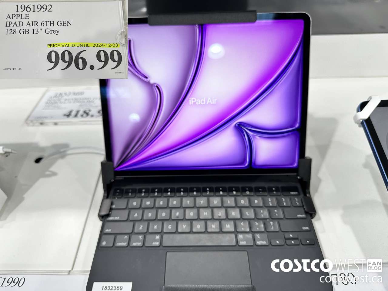 1961992 APPLE IPAD AIR 6TH GEN 128GB 13 IN GREY (EXPIRES ON 2024-12-03) $996.99