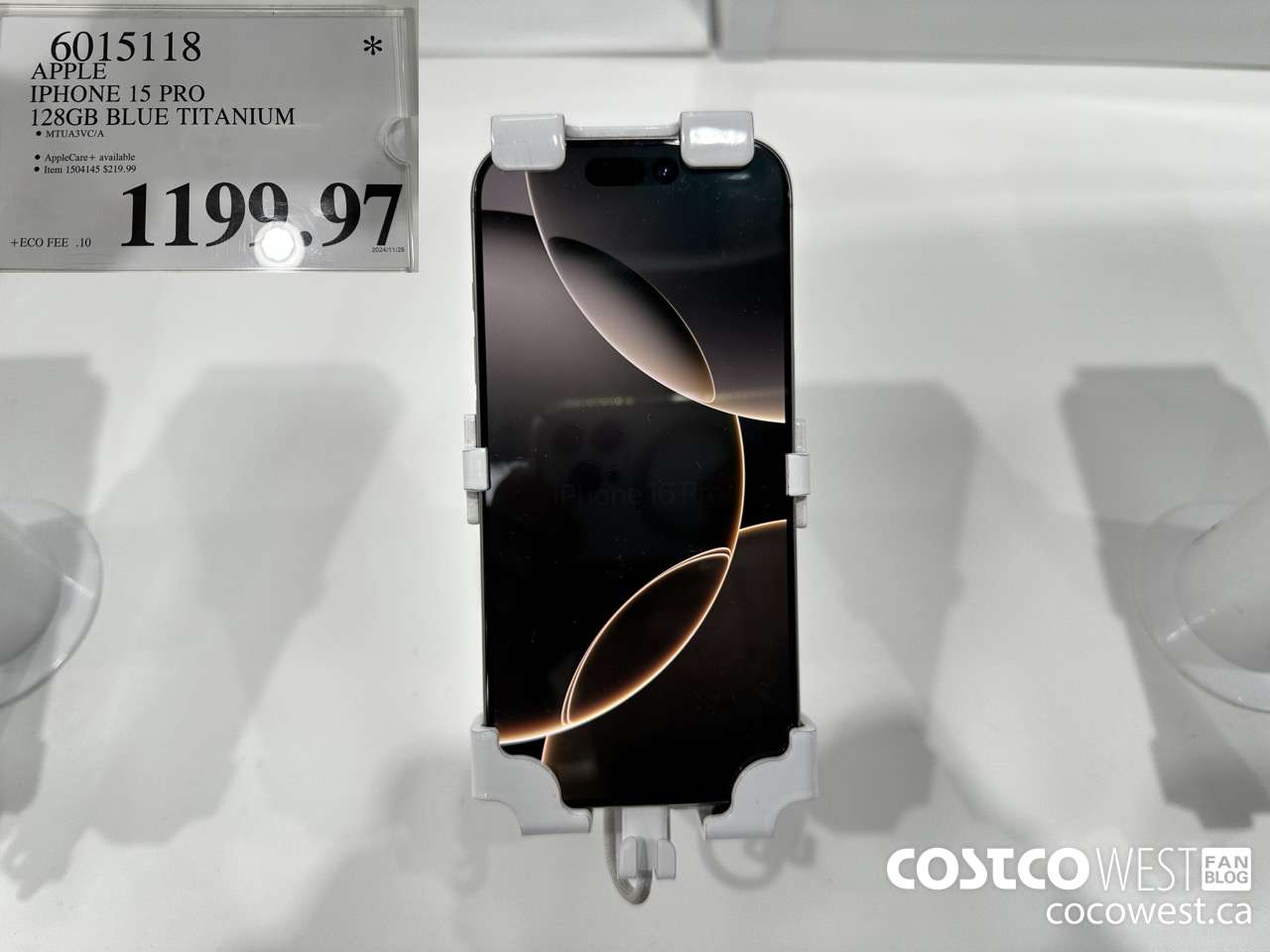 6015118 APPLE IPHONE 15 PRO 128 GB BLUE TITANIUM $1199.97