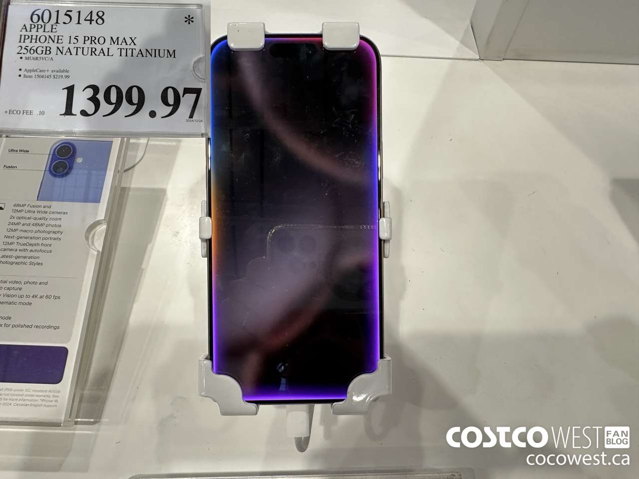 6015148 APPLE IPHONE 15 PRO MAX 256GB NATURAL TITANIUM $1399.97