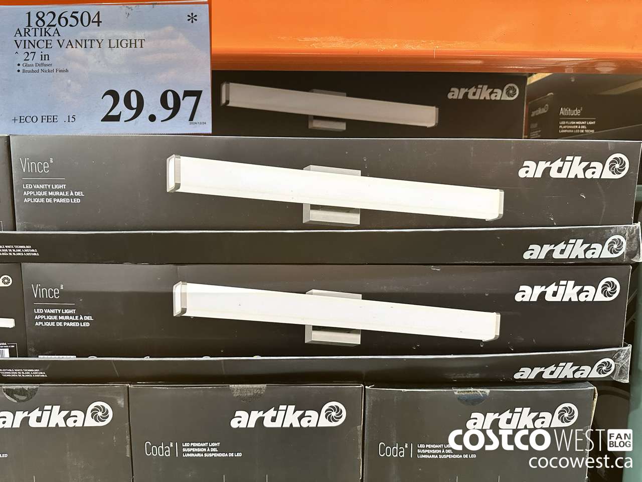 1826504 ARTIKA VINCE VANITY LIGHT 27 IN $29.97