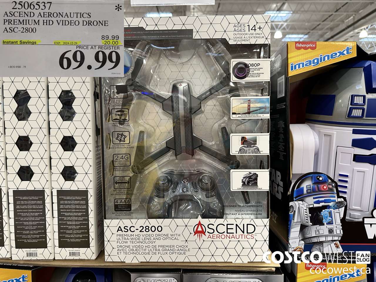 2506537 ASCEND AERONAUTICS PREMIUM HD VIDEO DRONE ASC-2800 ($20.00 INSTANT SAVINGS EXPIRES ON 2024-12-29) $69.99