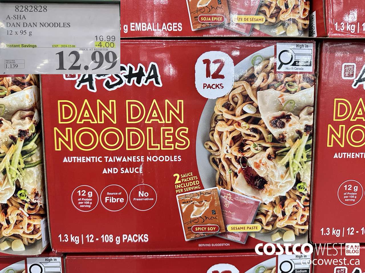 8282828 A-SHA DAN DAN NOODLES 12 X 95G ($4.00 INSTANT SAVINGS EXPIRES ON 2024-12-08) $12.99