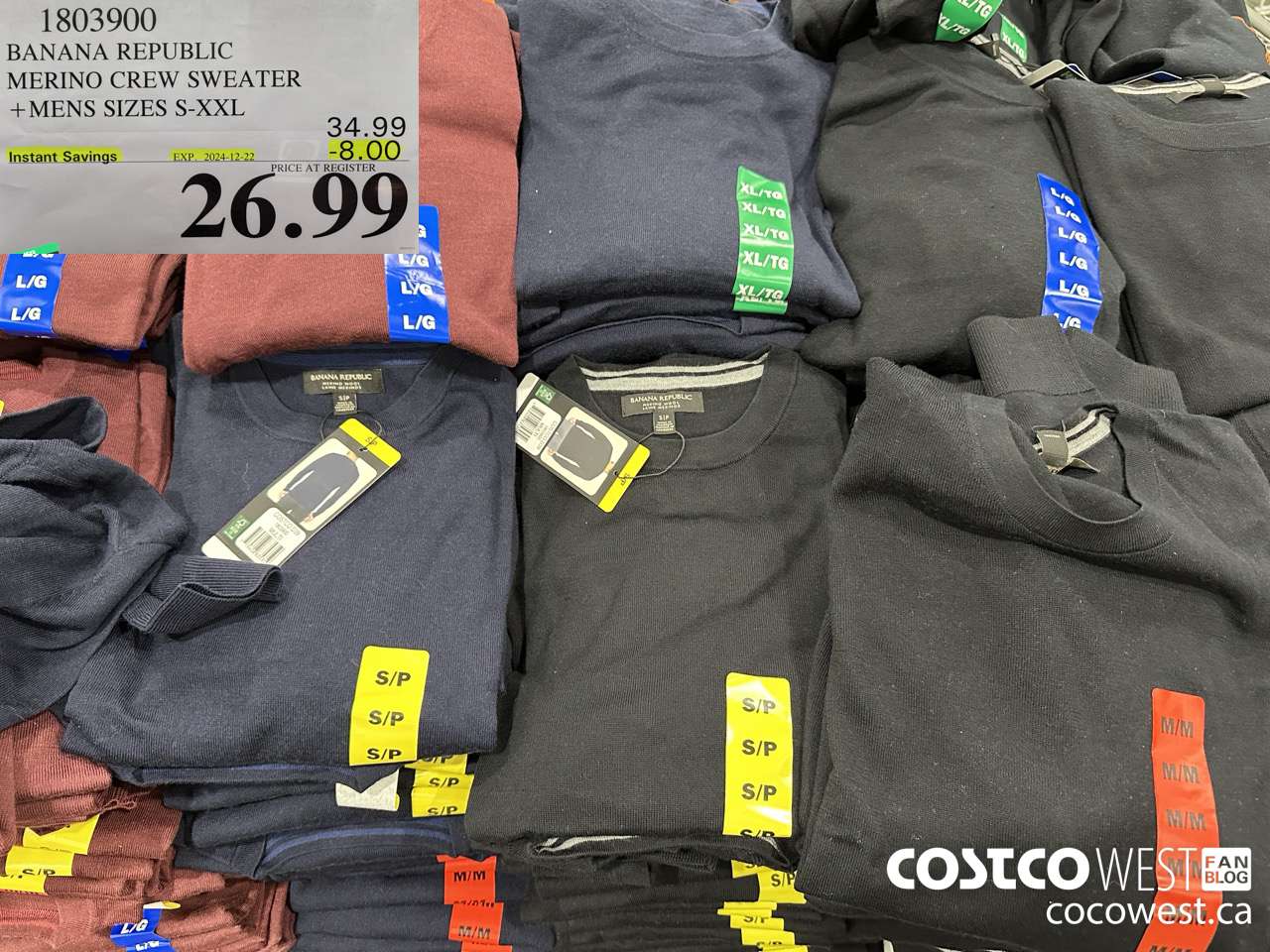 1803900 BANANA REPUBLIC MERINO CREW SWEATER MENS SIZES S-XXL ($8.00 INSTANT SAVINGS EXPIRES ON 2024-12-22) $26.99