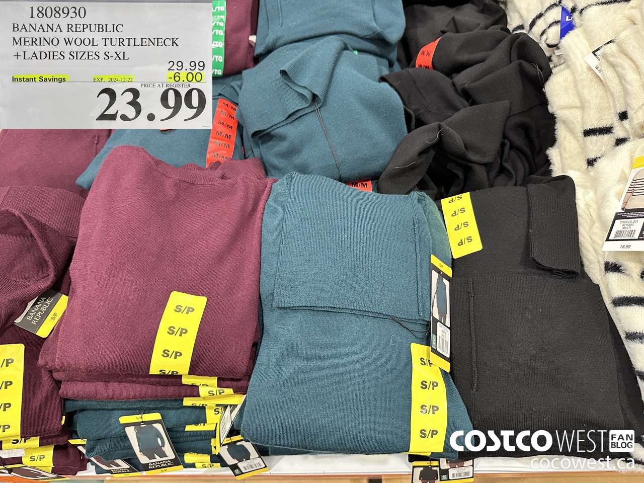 1808930 BANANA REPUBLIC MERINO WOOL TURTLENECK LADIES SIZES S-XL ($6.00 INSTANT SAVINGS EXPIRES ON 2024-12-22) $23.99