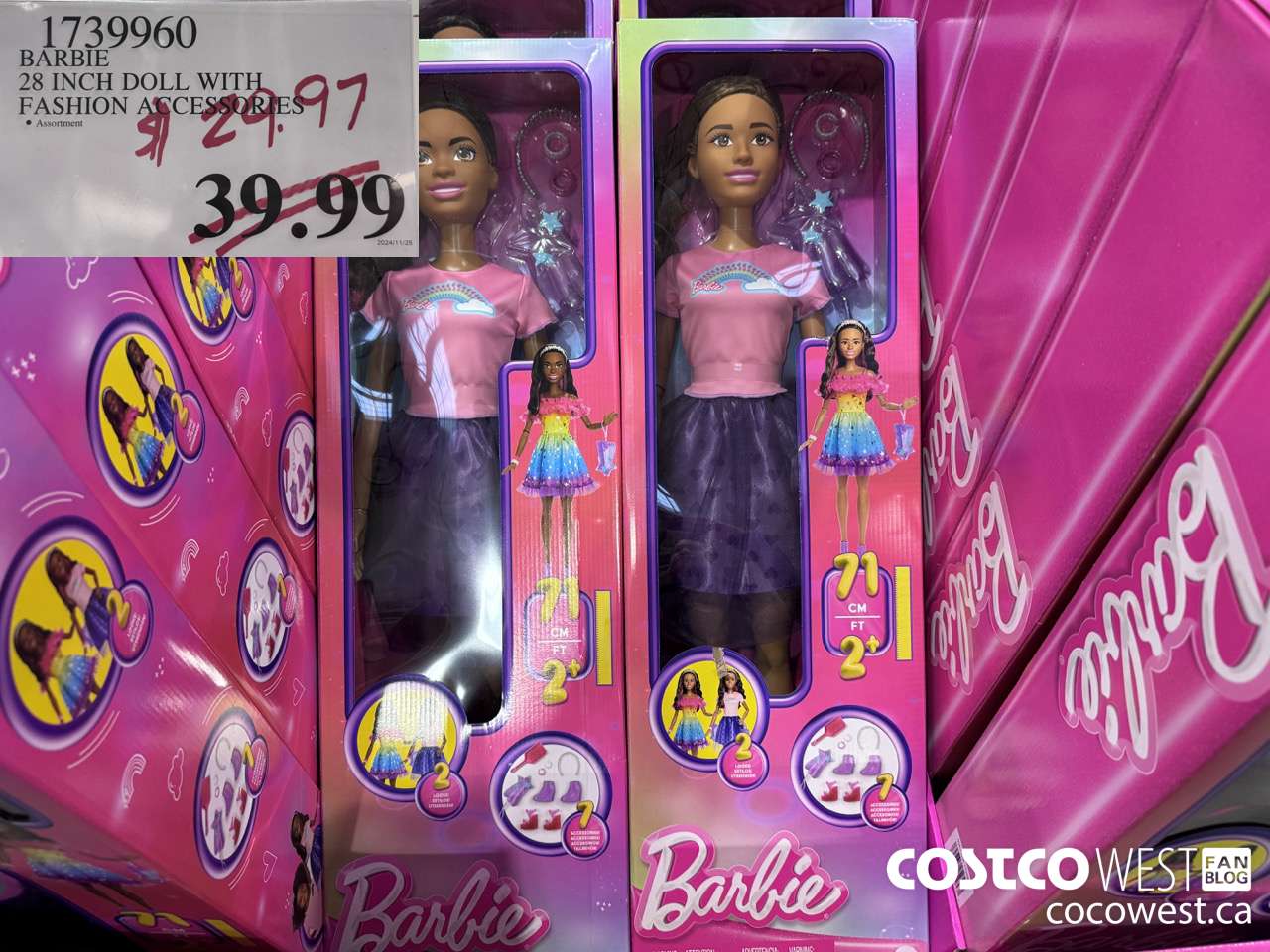 1739960 BARBIE 28 INCH DOLL WITH FASHION ACCESSORIES $29.97
