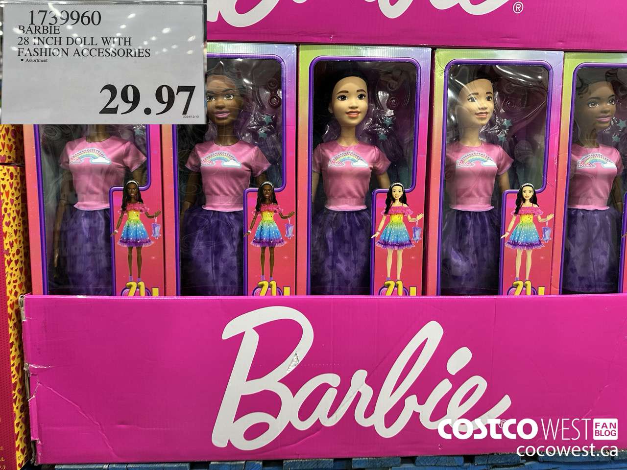 1739960 BARBIE 28 INCH DOLL WITH FASHION ACCESSORIES $29.97