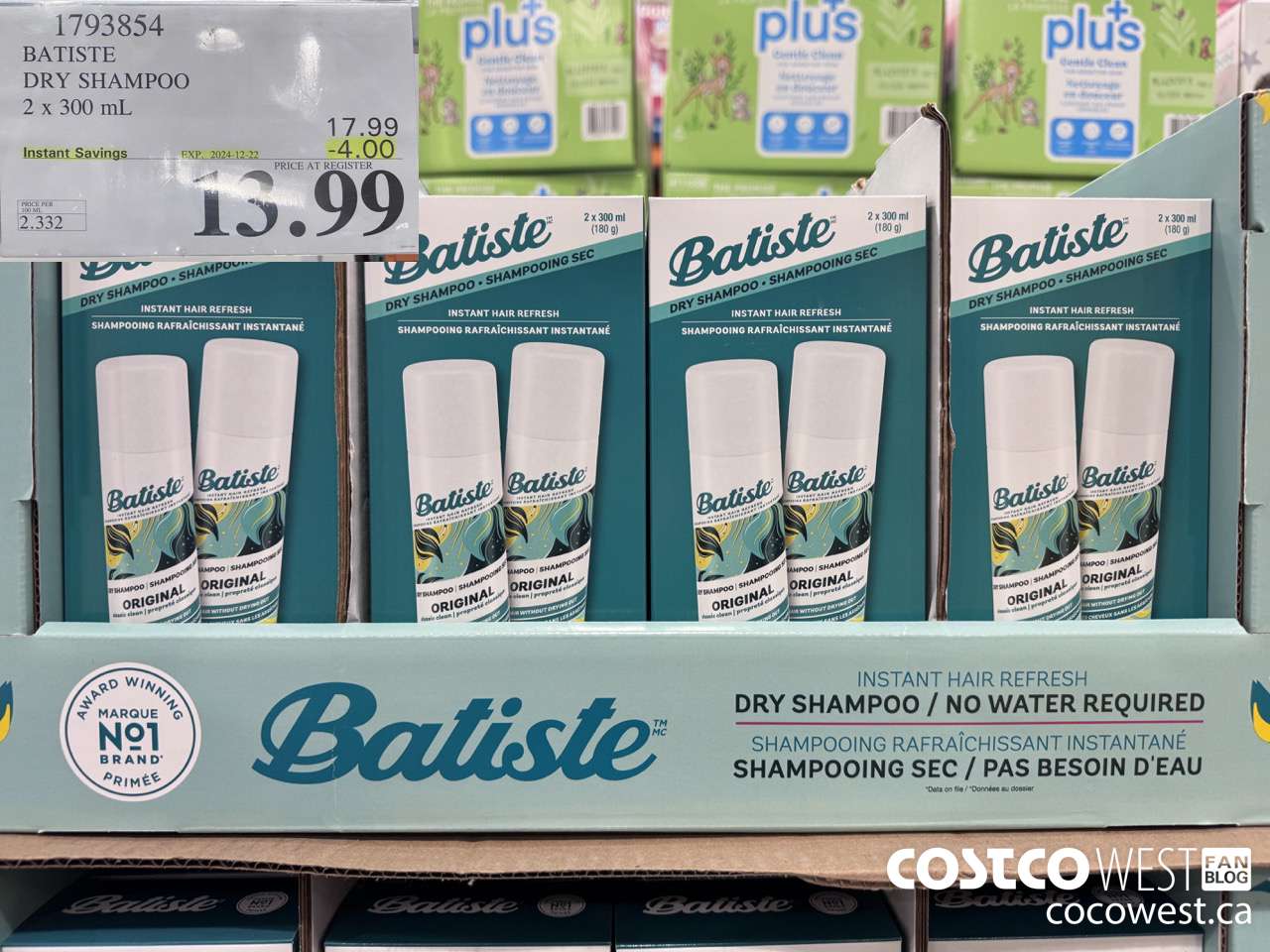 1793854 BATISTE DRY SHAMPOO 2 X 300ML ($4.00 INSTANT SAVINGS EXPIRES ON 2024-12-22) $13.99