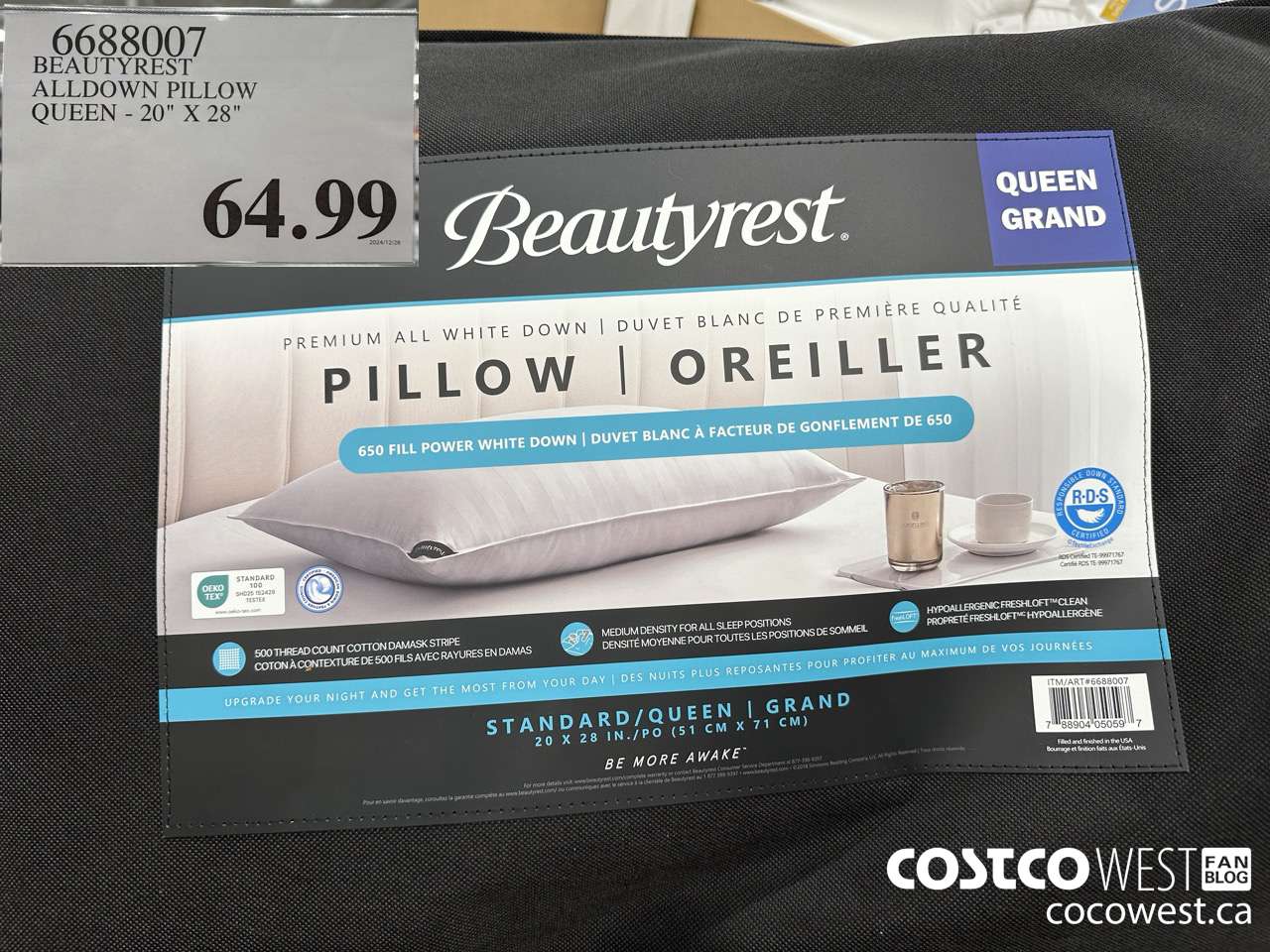 6688007 BEAUTYREST ALLDOWN PILLOW QUEEN 20