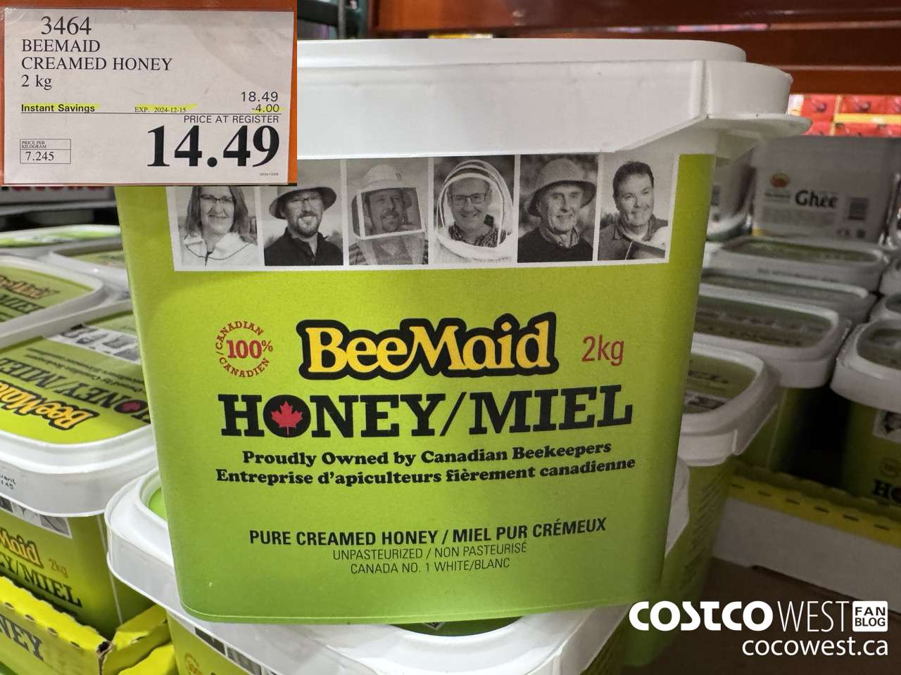 3464 BEEMAID CREAMED HONEY 2 kg ($4.00 INSTANT SAVINGS EXPIRES ON 2024-12-15) $14.49