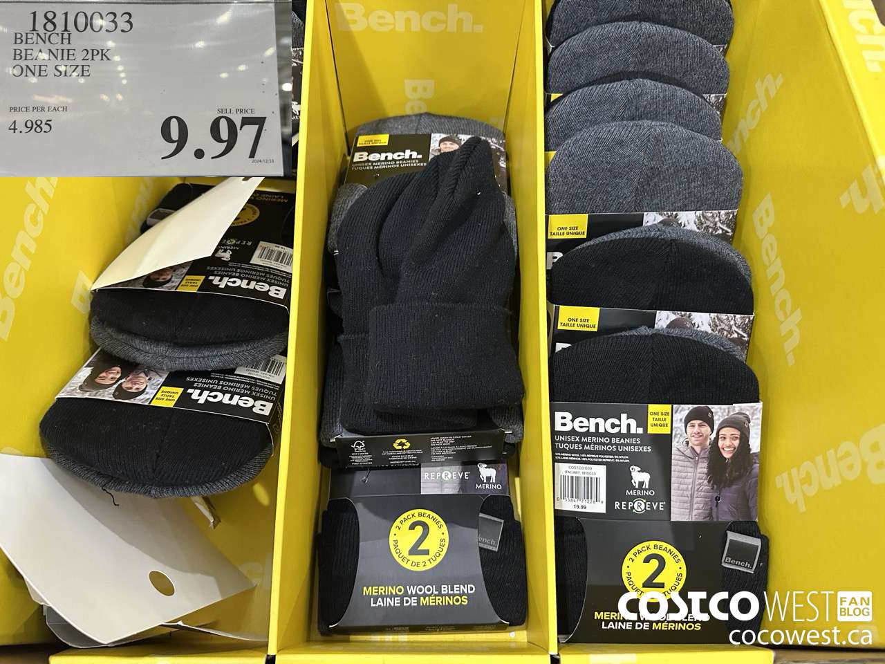 1810033 BENCH BEANIE 2PK ONE SIZE $9.97