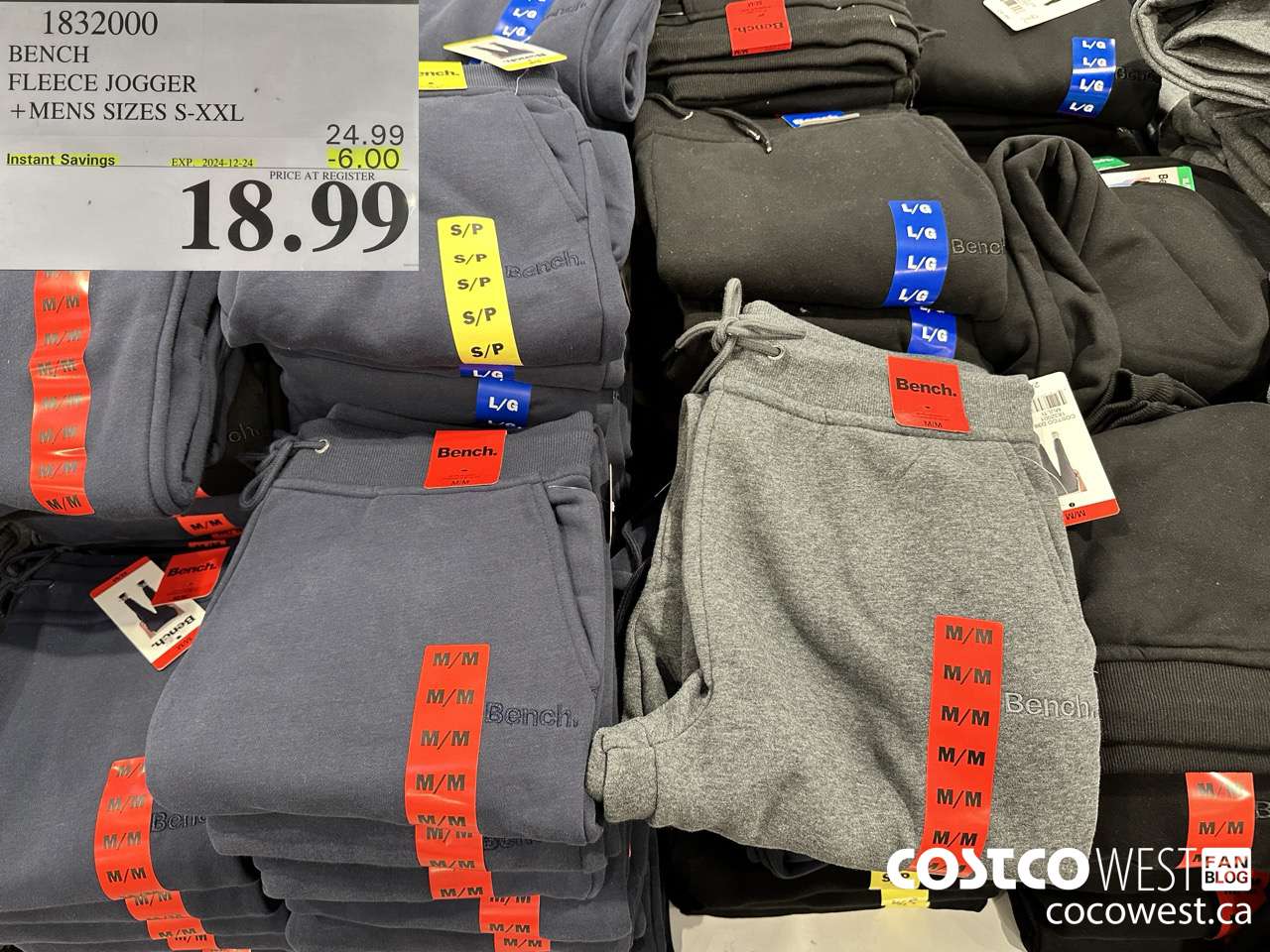 1832000 BENCH FLEECE JOGGER MENS SIZES S-XXL ($6.00 INSTANT SAVINGS EXPIRES ON 2024-12-24) $18.99