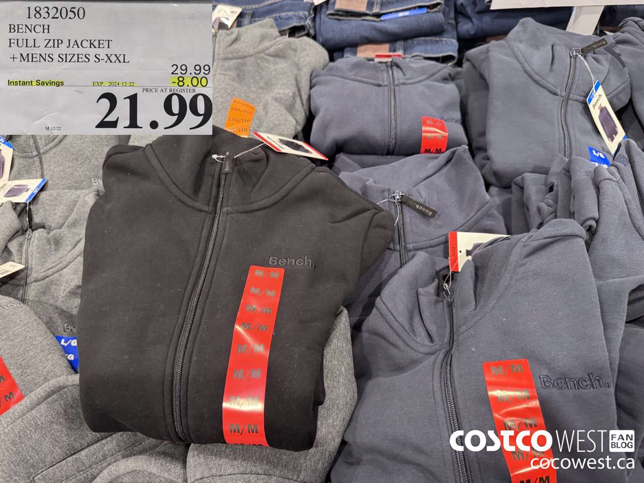 1832050 BENCH FULL ZIP JACKET MENS SIZES S-XXL ($8.00 INSTANT SAVINGS EXPIRES ON 2024-12-22) $21.99