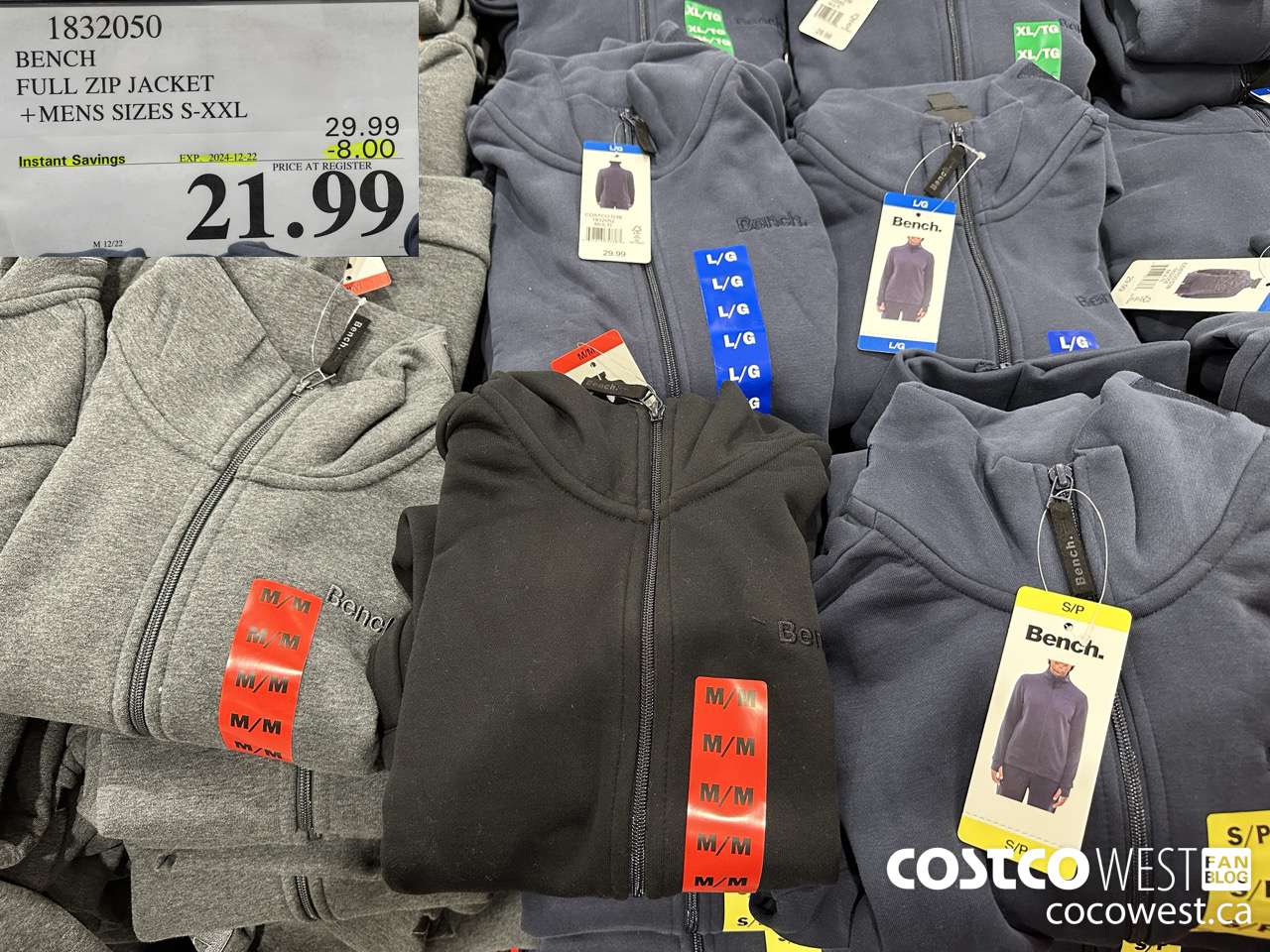 1832050 BENCH FULL ZIP JACKET MENS SIZES S-XXL ($8.00 INSTANT SAVINGS EXPIRES ON 2024-12-22) $21.99