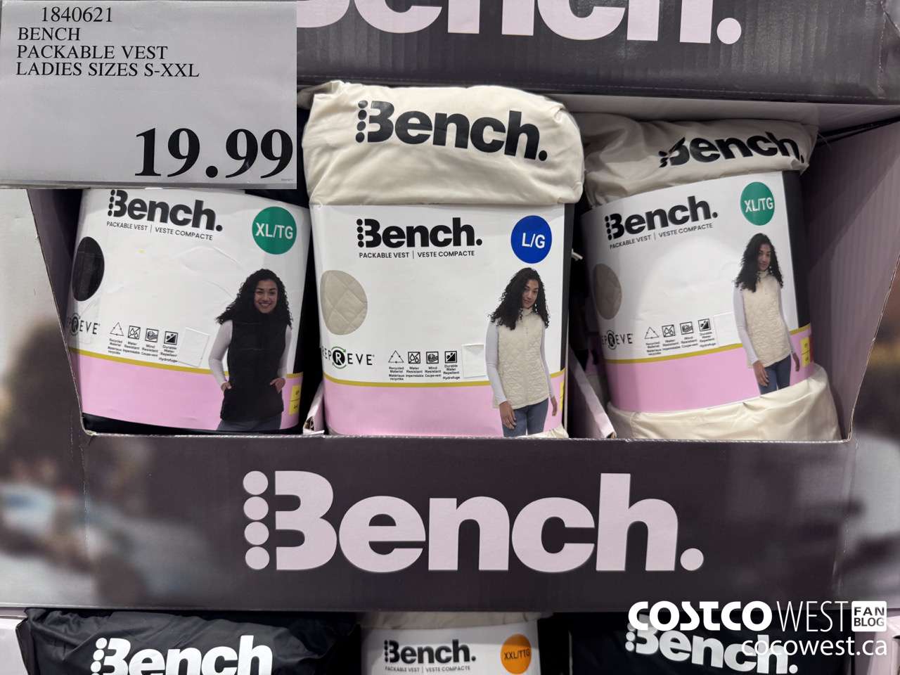 1840621 BENCH PACKABLE VEST LADIES SIZES S-XXL $19.99