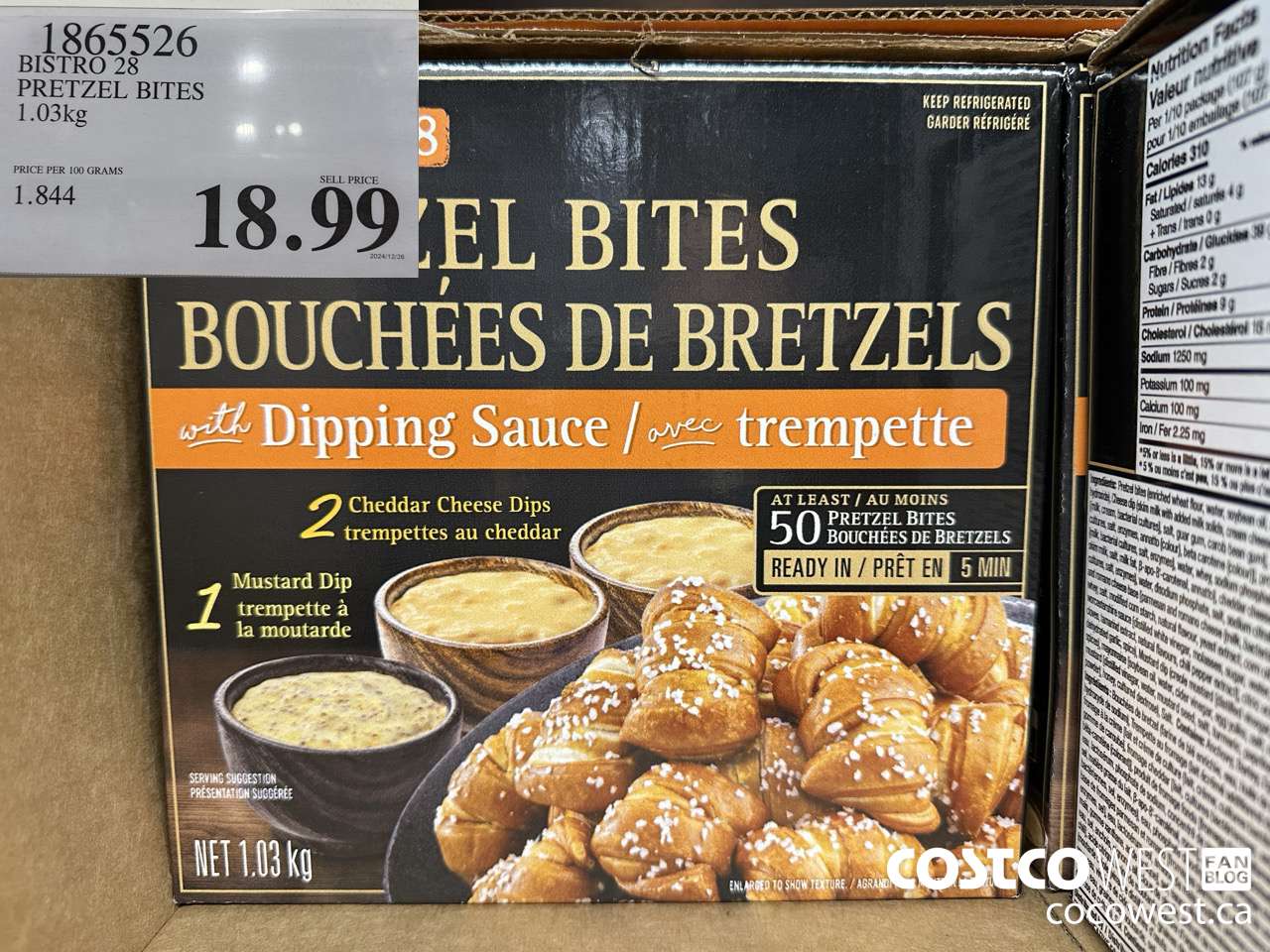 1865526 BISTRO 28 PRETZEL BITES 1.03KG $18.99