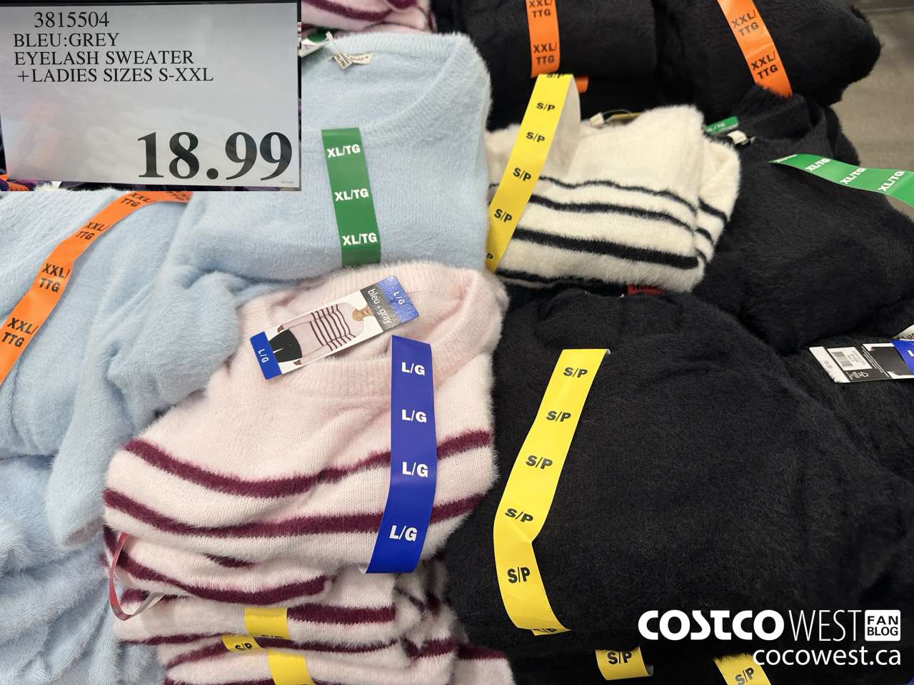 3815504 BLEU:GREY EYELASH SWEATER LADIES SIZES S-XXL $18.99