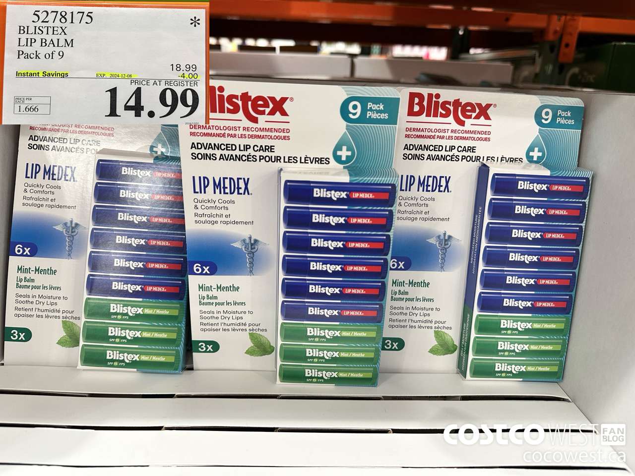 5278175 BLISTEX LIP BALM PACK OF 9 ($4.00 INSTANT SAVINGS EXPIRES ON 2024-12-08) $14.99