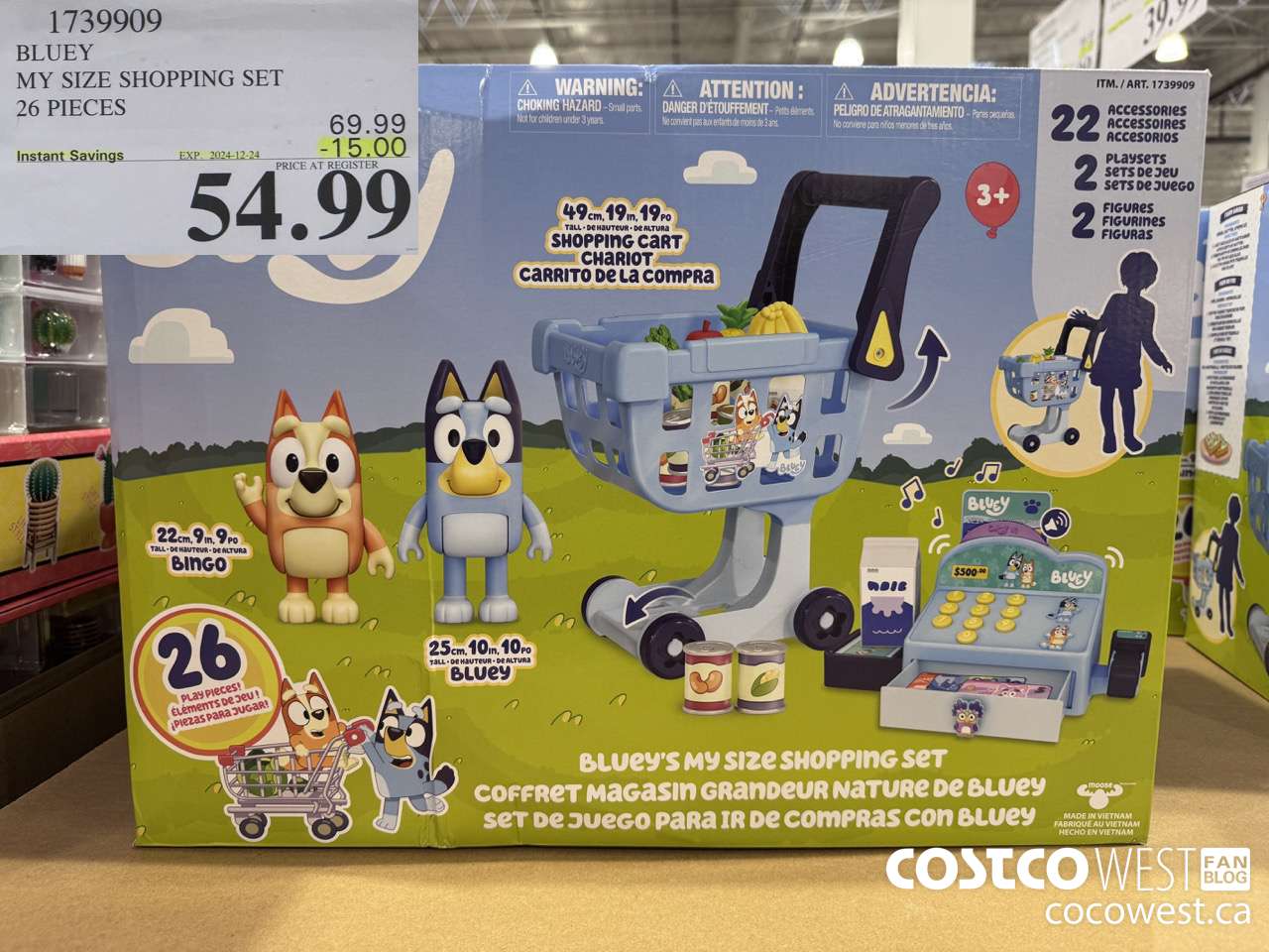 1739909 BLUEY MY SIZE SHOPPING SET 26 PLAY PIECES ($15.00 INSTANT SAVINGS EXPIRES ON 2024-12-24) $54.99