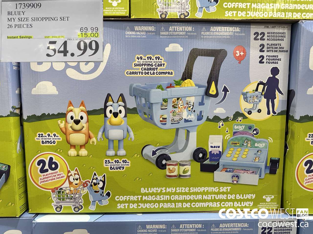 1739909 BLUEY MY SIZE SHOPPING SET 26 PLAY PIECES ($15.00 INSTANT SAVINGS EXPIRES ON 2024-12-24) $54.99