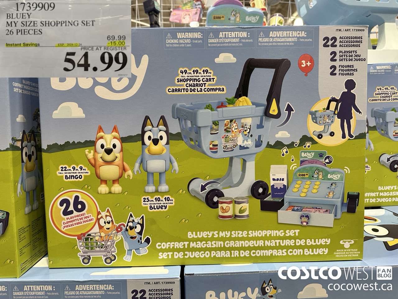 1739909 BLUEY MY SIZE SHOPPING SET 26 PLAY PIECES ($15.00 INSTANT SAVINGS EXPIRES ON 2024-12-24) $54.99