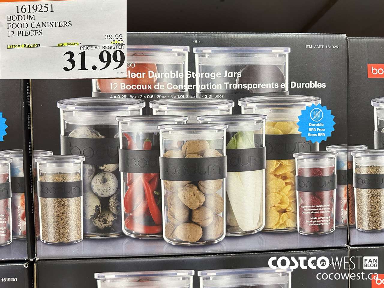 1619251 BODUM FOOD CANISTERS 12 PIECES ($8.00 INSTANT SAVINGS EXPIRES ON 2024-12-22) $31.99
