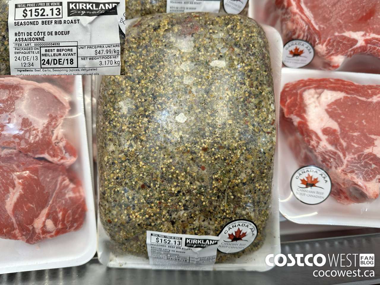 34532 BONE-IN BEEF RIB OVEN ROAST (SEASONED) $47.99