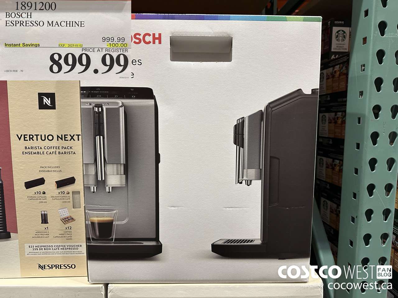 1891200 BOSCH ESPRESSO MACHINE ($100.00 INSTANT SAVINGS EXPIRES ON 2025-01-02) $899.99