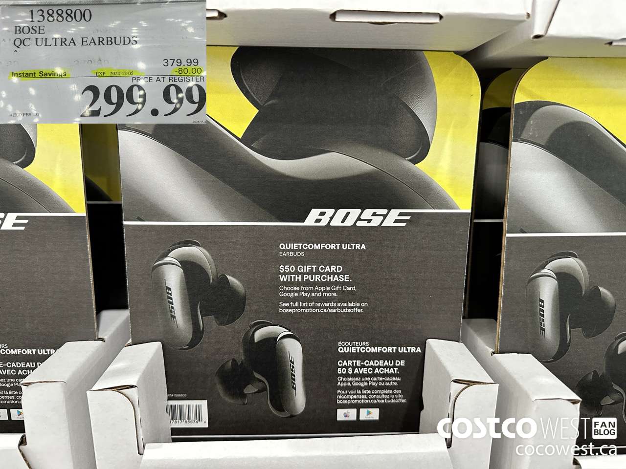 1388800 BOSE QC ULTRA EARBUDS ($80.00 INSTANT SAVINGS EXPIRES ON 2024-12-05) $299.99