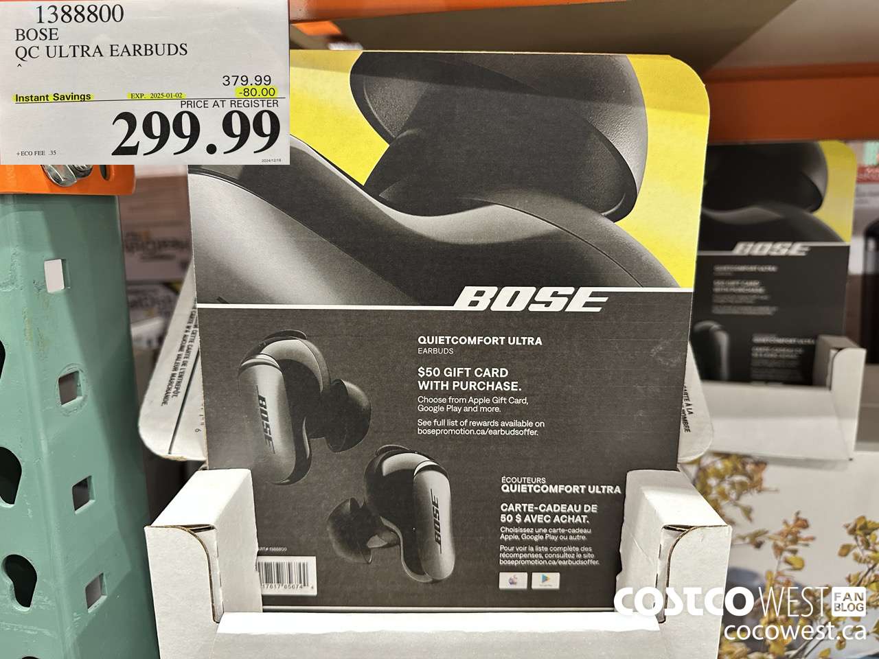 1388800 BOSE QC ULTRA EARBUDS ($80.00 INSTANT SAVINGS EXPIRES ON 2025-01-02) $299.99