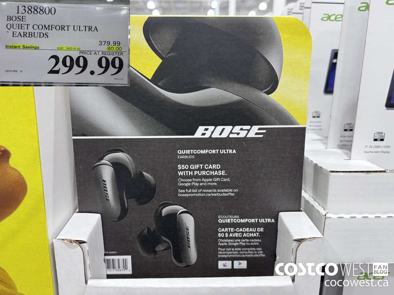 1388800 BOSE QC ULTRA EARBUDS ($80.00 INSTANT SAVINGS EXPIRES ON 2025-01-02) $299.99