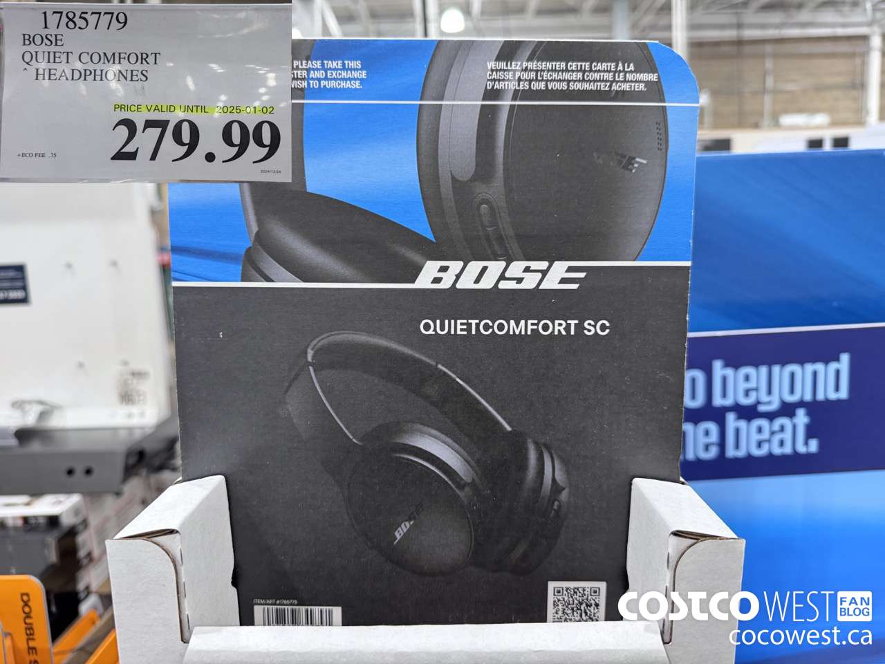 1785779 BOSE QUIET COMFORT OVER-THE-EAR WIRELESS HEADPHONES (EXPIRES ON 2025-01-02) $279.99