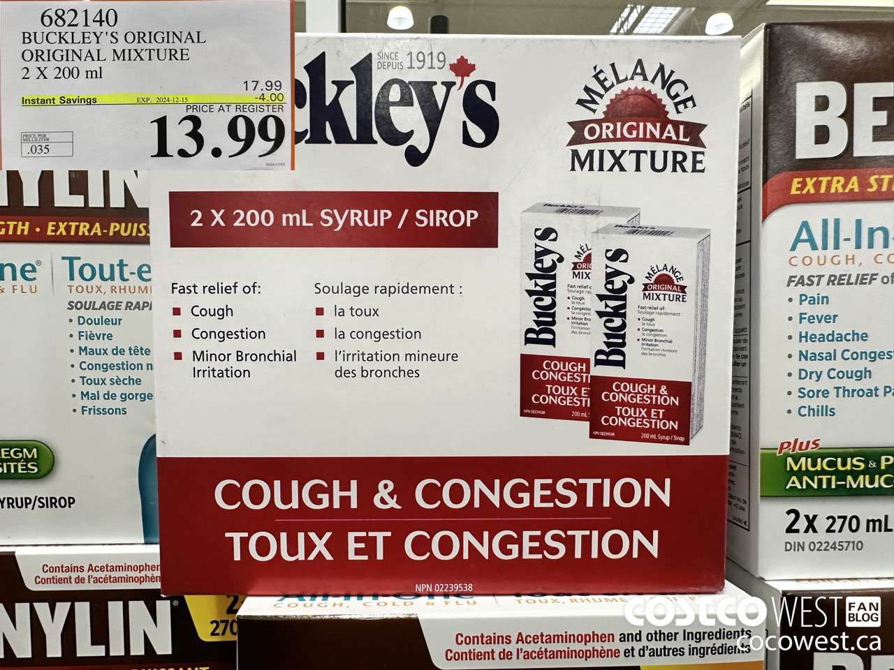 682140 BUCKLEY'S ORIGINAL MIXTURE 2 X 200ML ($4.00 INSTANT SAVINGS EXPIRES ON 2024-12-15) $13.99