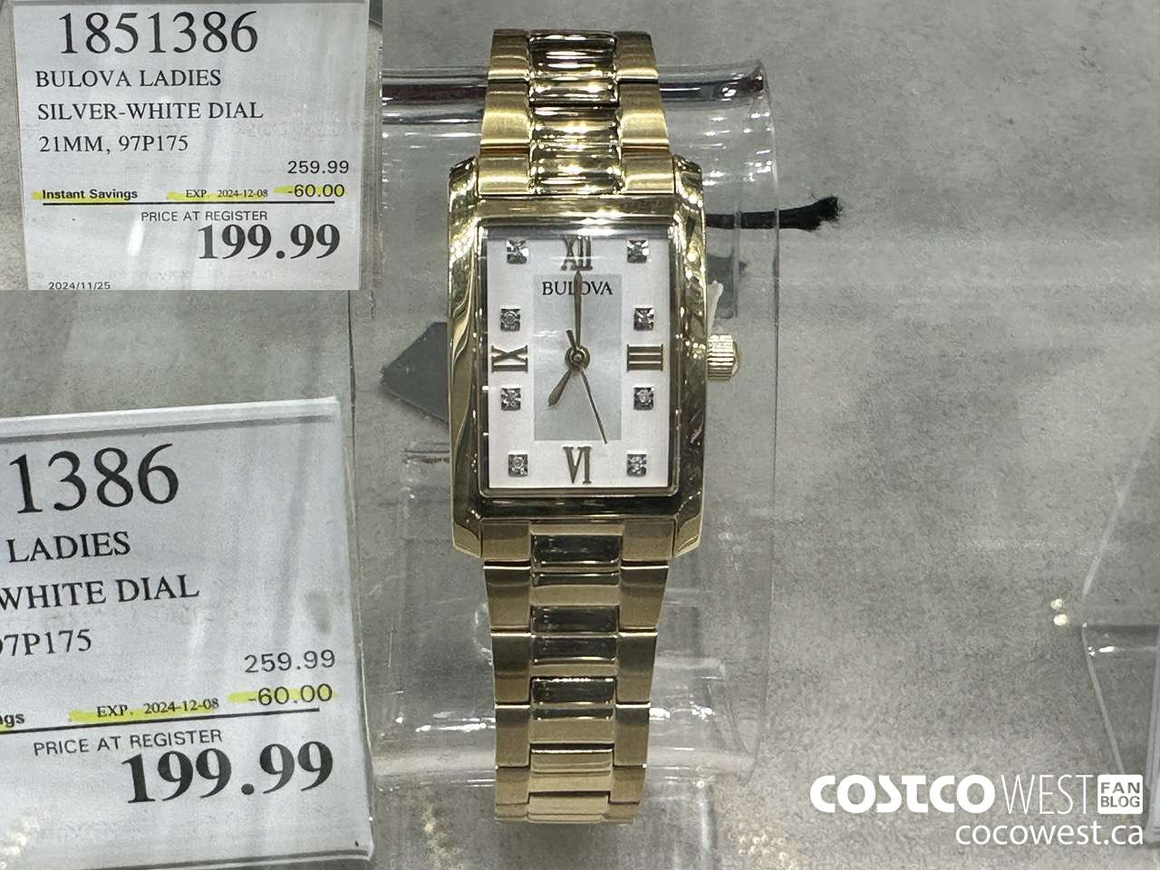 1851386 BULOVA LADIES SILVER-WHITE DIAL 21MM, 97P175 ($60.00 INSTANT SAVINGS EXPIRES ON 2024-12-08) $199.99