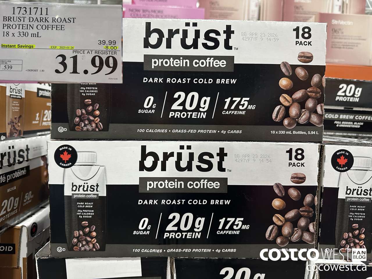 1731711 BURST DARK ROAST PROTEIN COFFEE 18 X 330ML ($8.00 INSTANT SAVINGS EXPIRES ON 2025-01-26) $31.99