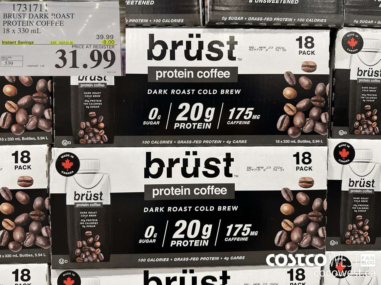 1731711 BURST DARK ROAST PROTEIN COFFEE 18 X 330ML ($8.00 INSTANT SAVINGS EXPIRES ON 2025-01-26) $31.99