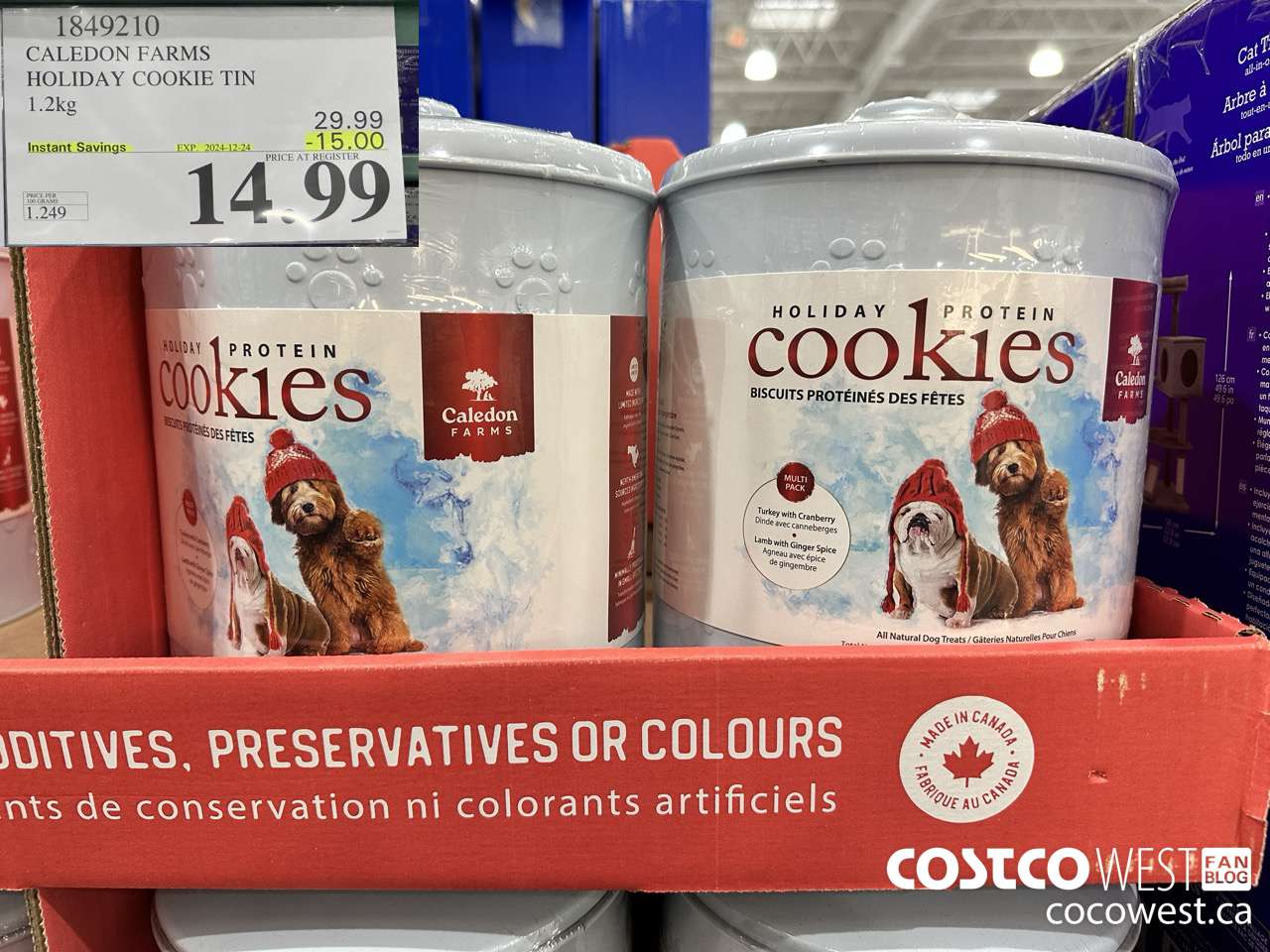 1849210 CALEDON FARMS HOLIDAY COOKIE TIN 1.2KG ($15.00 INSTANT SAVINGS EXPIRES ON 2024-12-24) $14.99