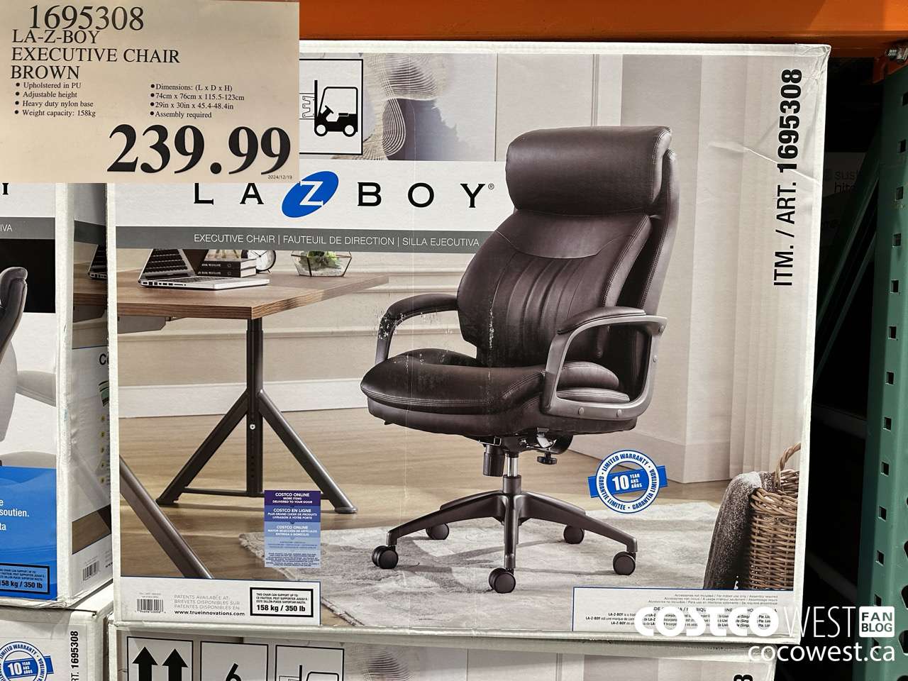 1695308 CALIZ LA-Z-BOY EXECUTIVE CHAIR BROWN $239.99