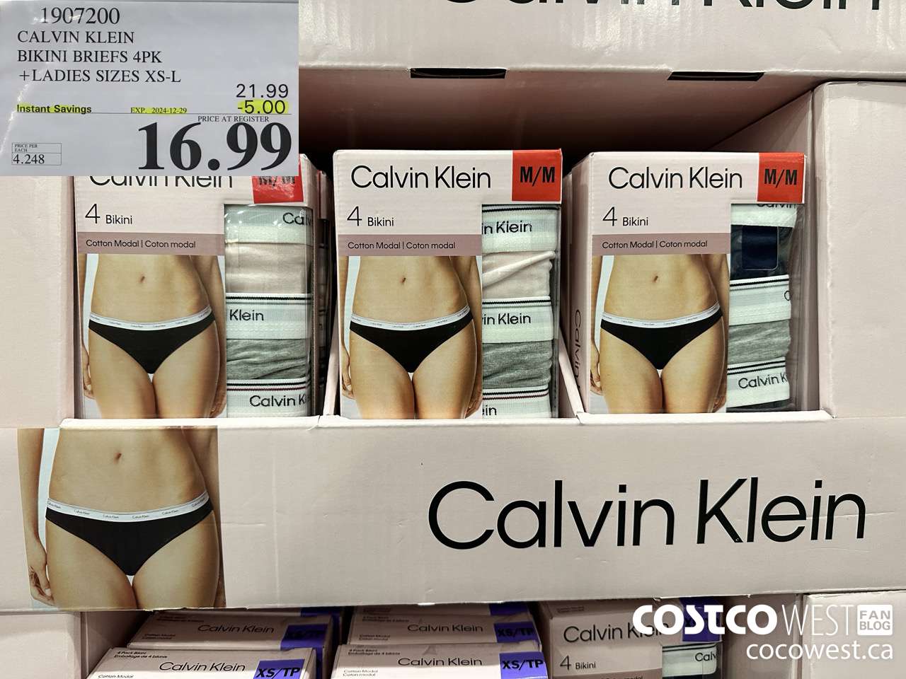 1907200 CALVIN KLEIN BIKINI BRIEFS 4PK LADIES SIZES XS-L ($5.00 INSTANT SAVINGS EXPIRES ON 2024-12-29) $16.99