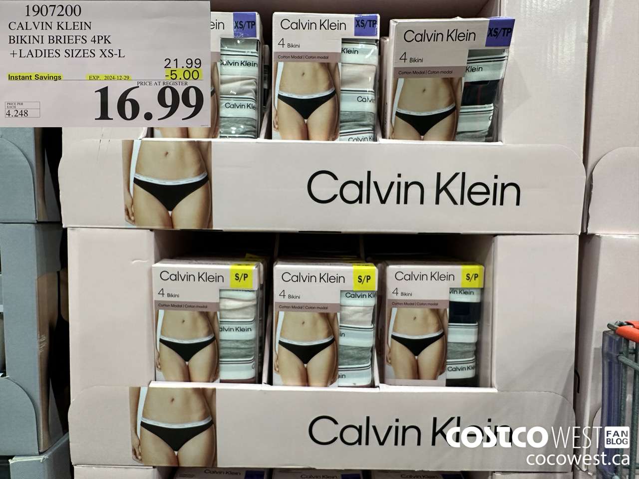 1907200 CALVIN KLEIN BIKINI BRIEFS 4PK LADIES SIZES XS-L ($5.00 INSTANT SAVINGS EXPIRES ON 2024-12-29) $16.99