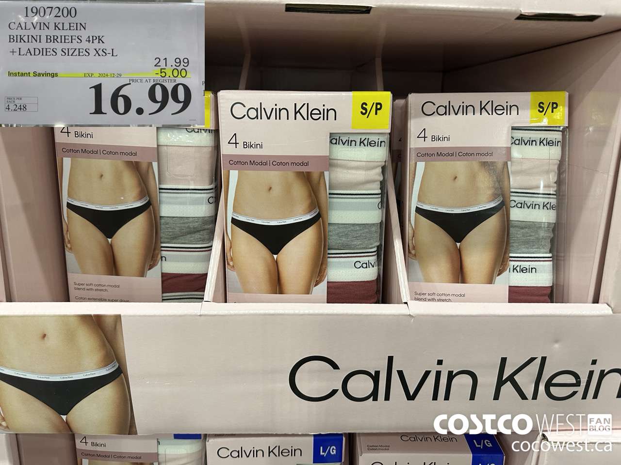 1907200 CALVIN KLEIN BIKINI BRIEFS 4PK LADIES SIZES XS-L ($5.00 INSTANT SAVINGS EXPIRES ON 2024-12-29) $16.99