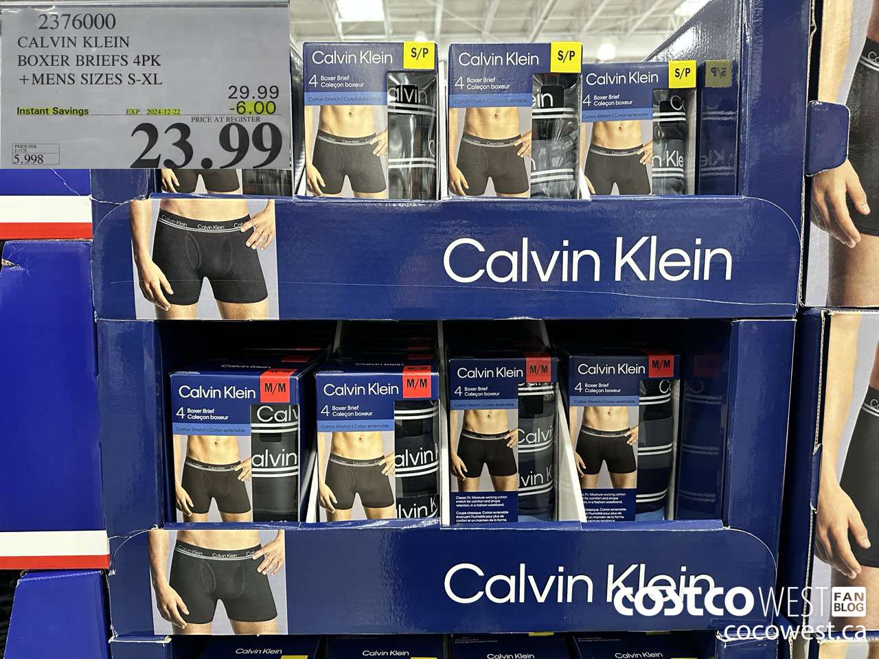 2376000 CALVIN KLEIN BOXER BRIEF 4PK MENS SIZES S-XL ($6.00 INSTANT SAVINGS EXPIRES ON 2024-12-22) $23.99