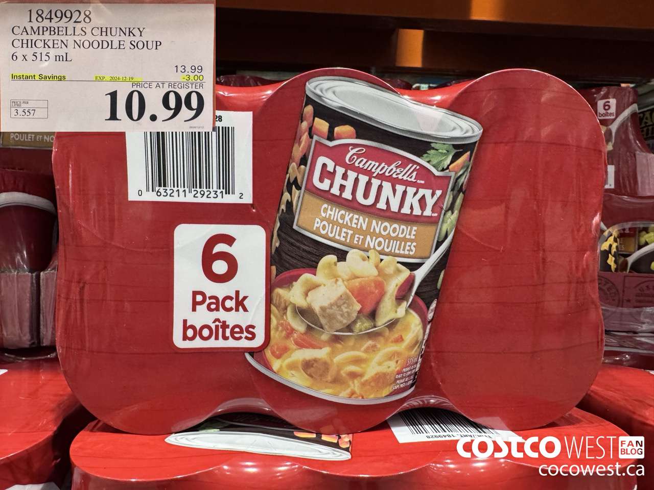 1849928 CAMPBELLS CHUNKY CHICKEN NOODLE SOUP 6 X 515ML ($3.00 INSTANT SAVINGS EXPIRES ON 2024-12-19) $10.99