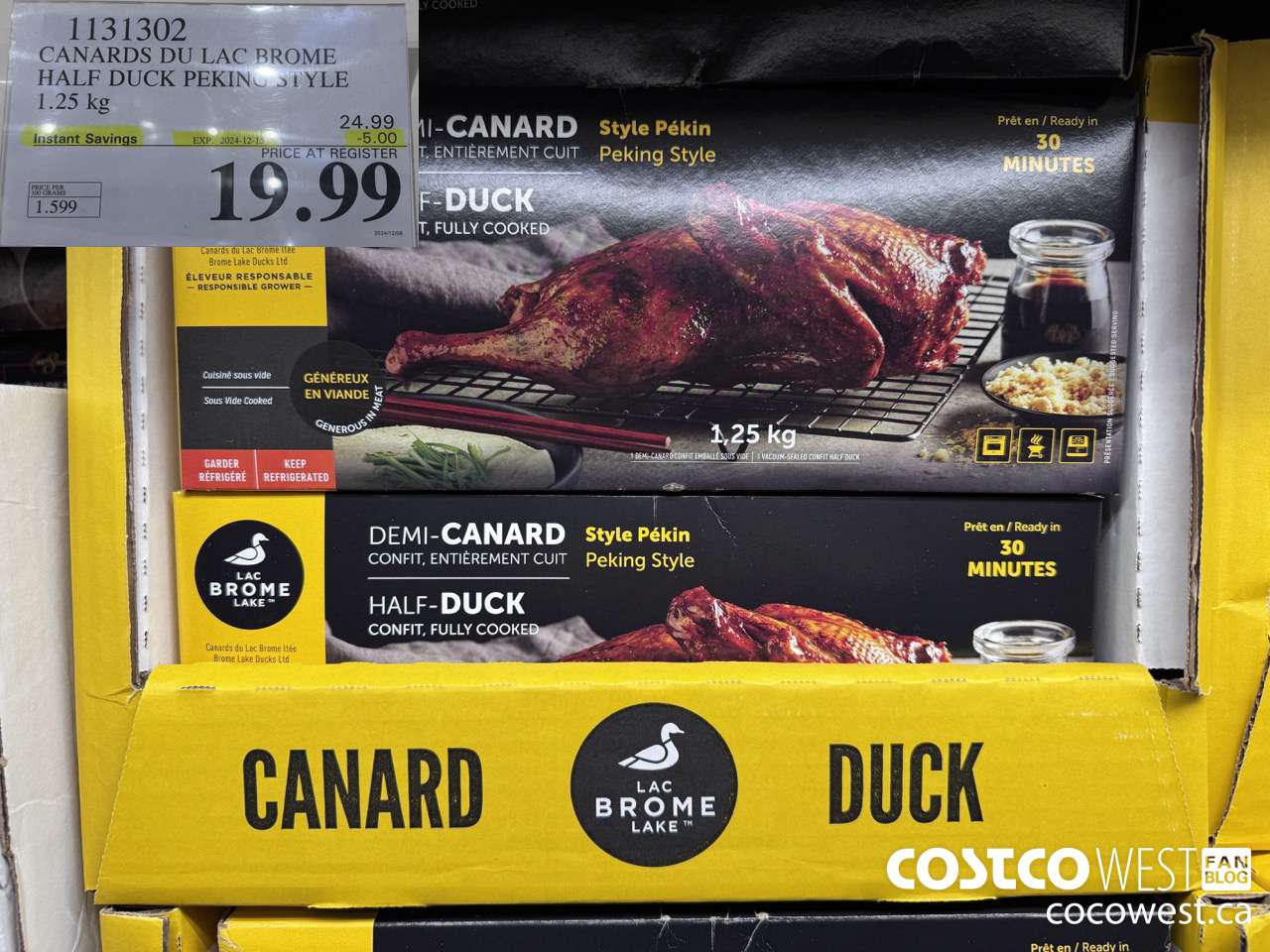 1131302 CANARDS DU LAC BROME HALF DUCK PEKING STYLE 1.25KG ($5.00 INSTANT SAVINGS EXPIRES ON 2024-12-15) $19.99