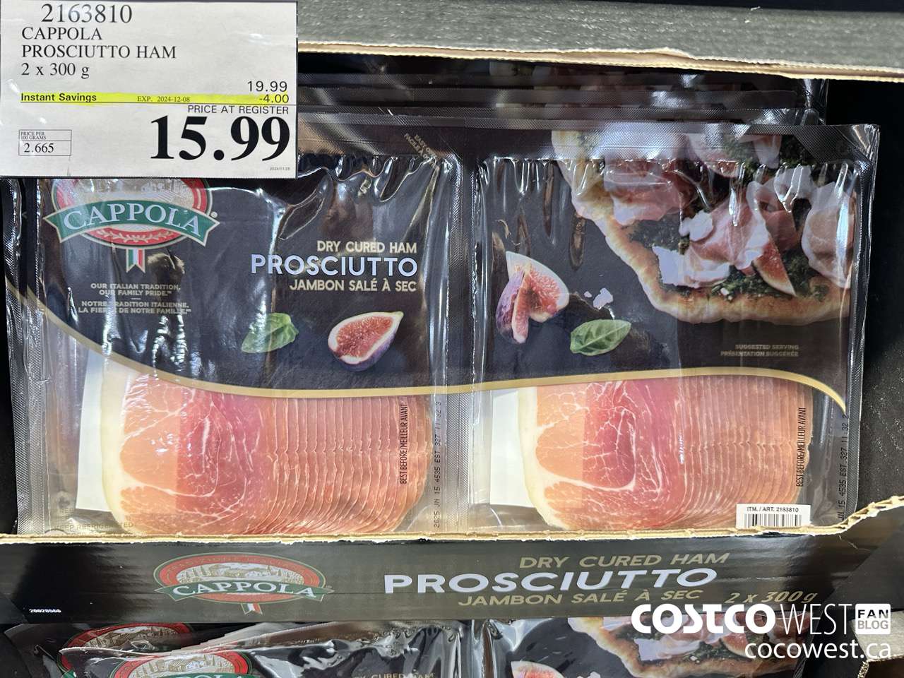 2163810 CAPPOLA PROSCIUTTO HAM 2 X 300 G ($4.00 INSTANT SAVINGS EXPIRES ON 2024-12-08) $15.99