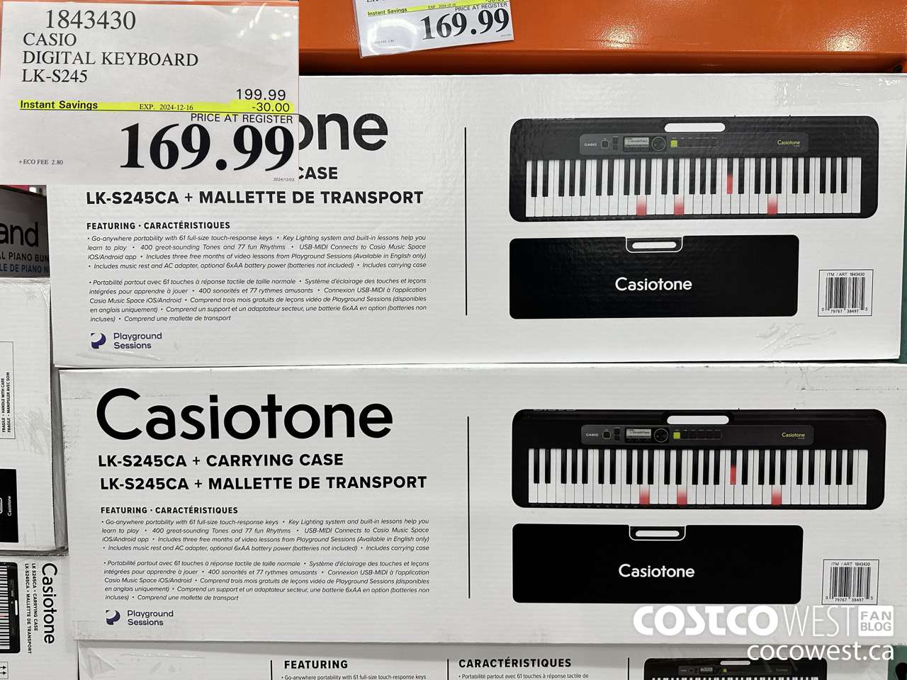 1843430 CASIO DIGITAL KEYBOARD LK-S245 WITH CASE ($30.00 INSTANT SAVINGS EXPIRES ON 2024-12-16) $169.99